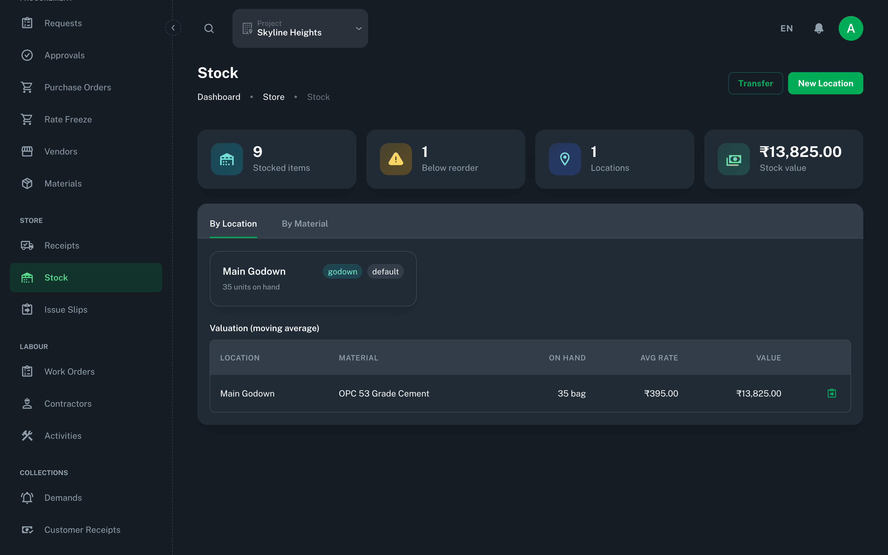 Inventory & materials: Live stock & valuation